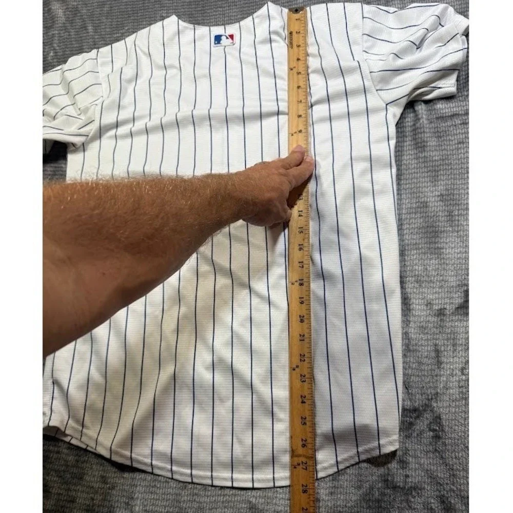 Nike Chicago Cubs MLB Baseball Jersey Youth XL 18/20 White Pinstripe Button Up